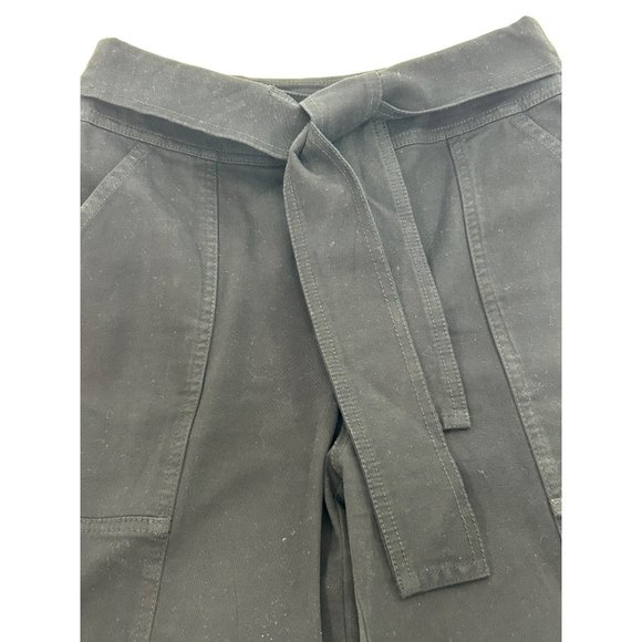 Bar lll Women’s Black Pants M Tie Belt Tapered Button Closure Pockets Stretch - Picture 14 of 16